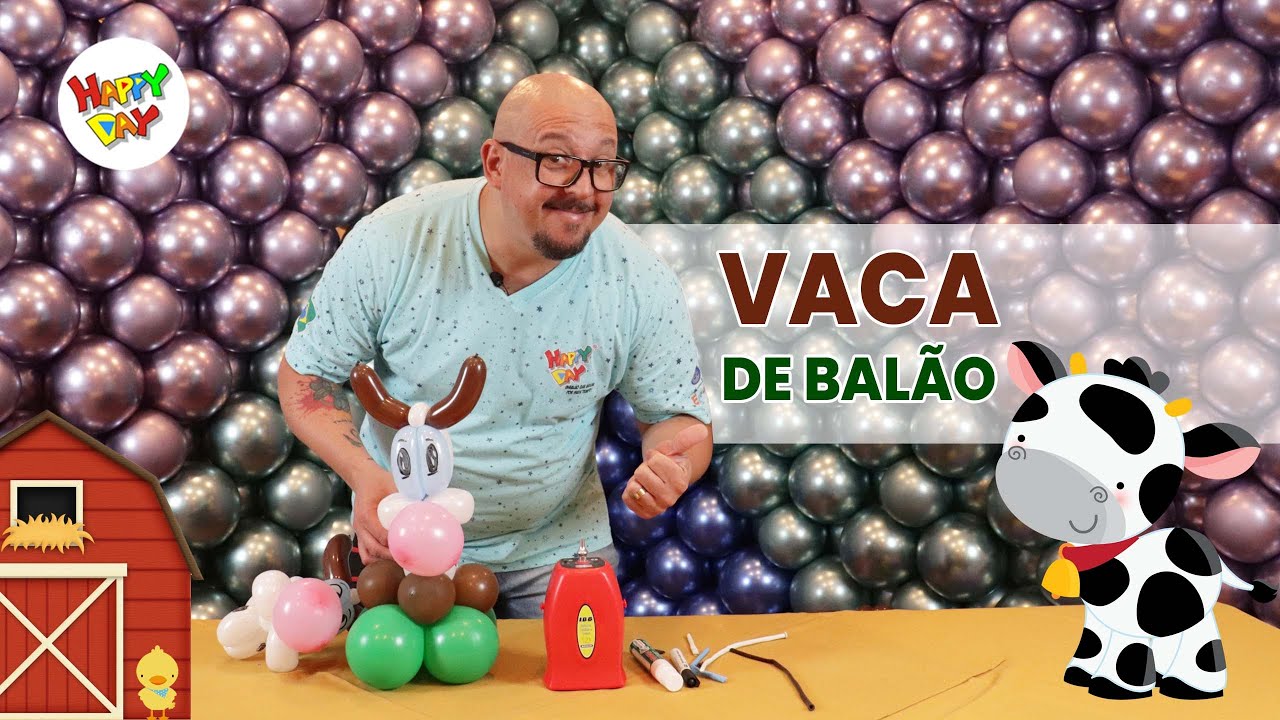 Vaca feita de Balão - decoração para mesa - tema fazendinha
