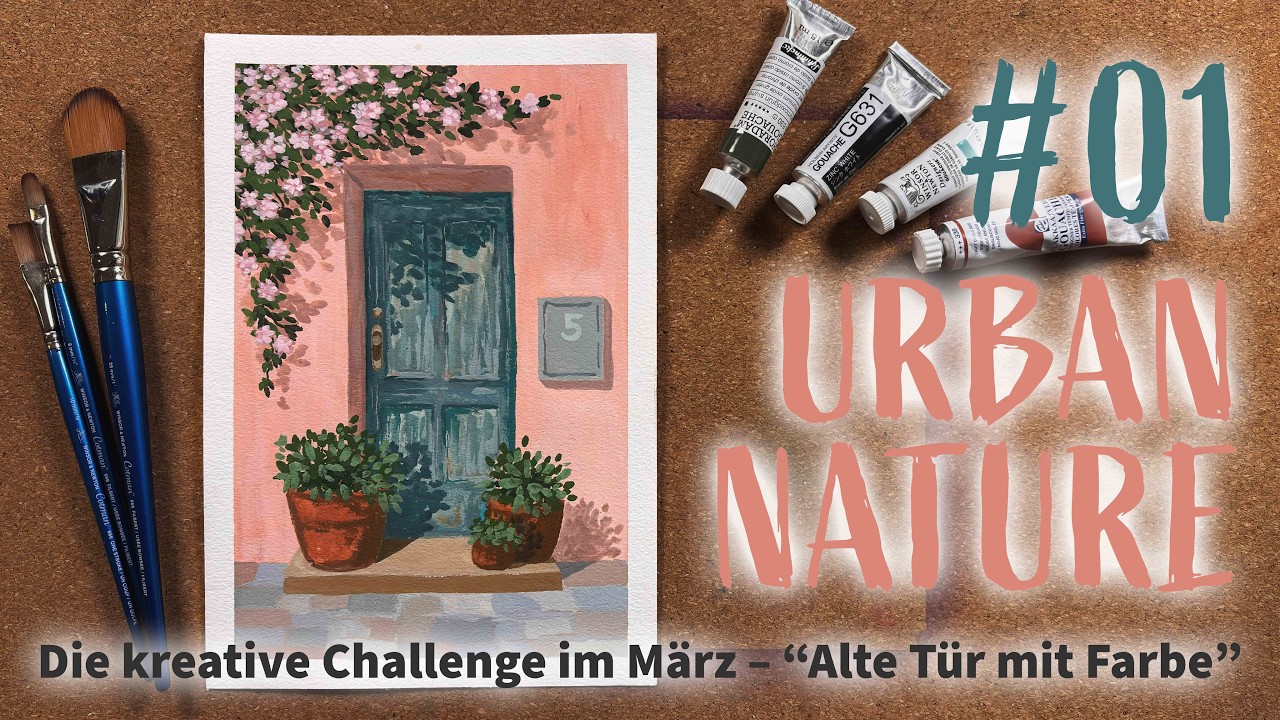 🔴 Livestream: Alte Tür & Blumen mit Gouache malen / 