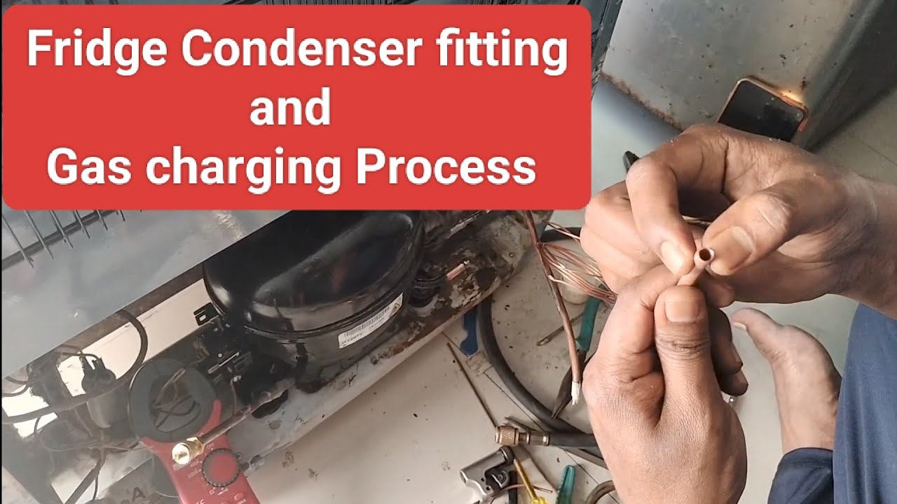 Refrigerator condenser fitting with gas charging.|fridge Condenser fitting.|Self vaccuming.