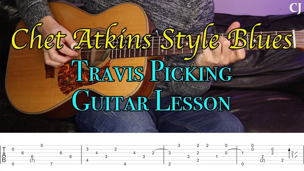 Chet Atkins Style Blues Guitar (With Tab) | Watch & Learn Travis Picking Guitar Lesson