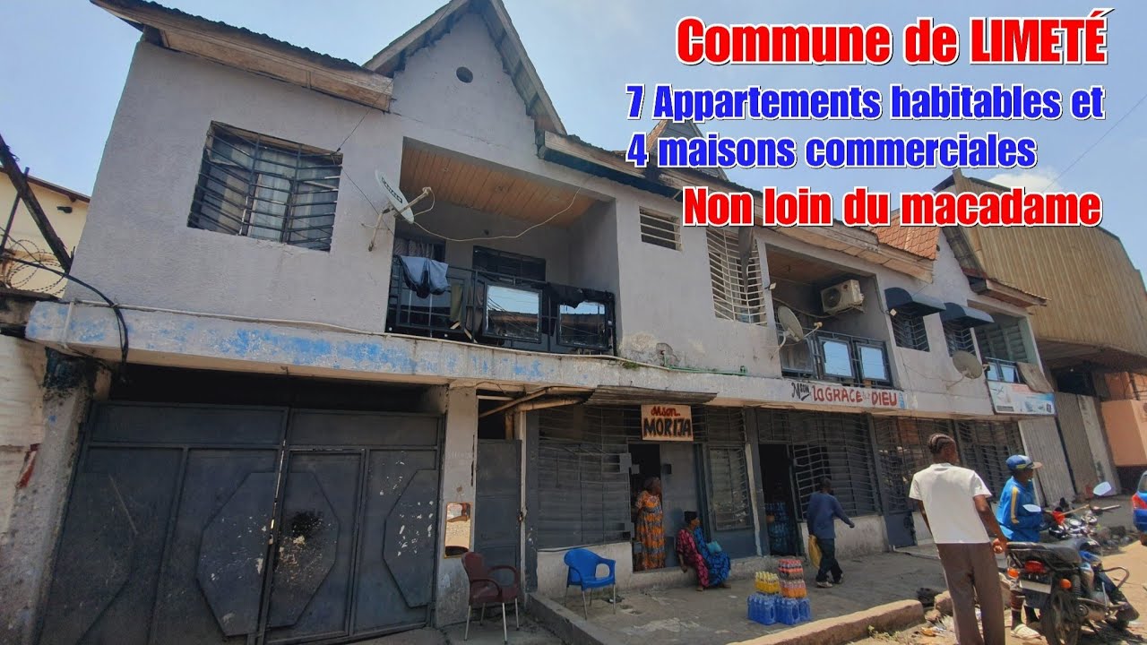 👉RDC/KINSHASA/COMMUNE DE LIMETÉ-FUNA/RÉSIDENCE À VENDRE AVEC 7 APPARTEMENTS ET MAISONS COMMERCIALES 