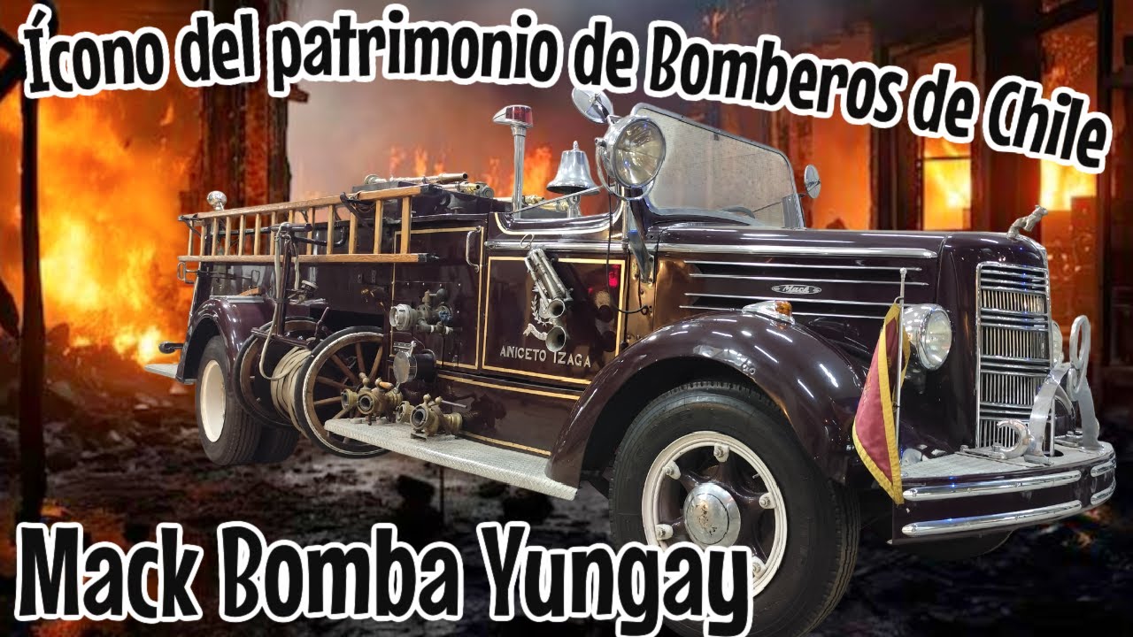 El espectacular carro RELIQUIA MACK de BOMBEROS de SANTIAGO