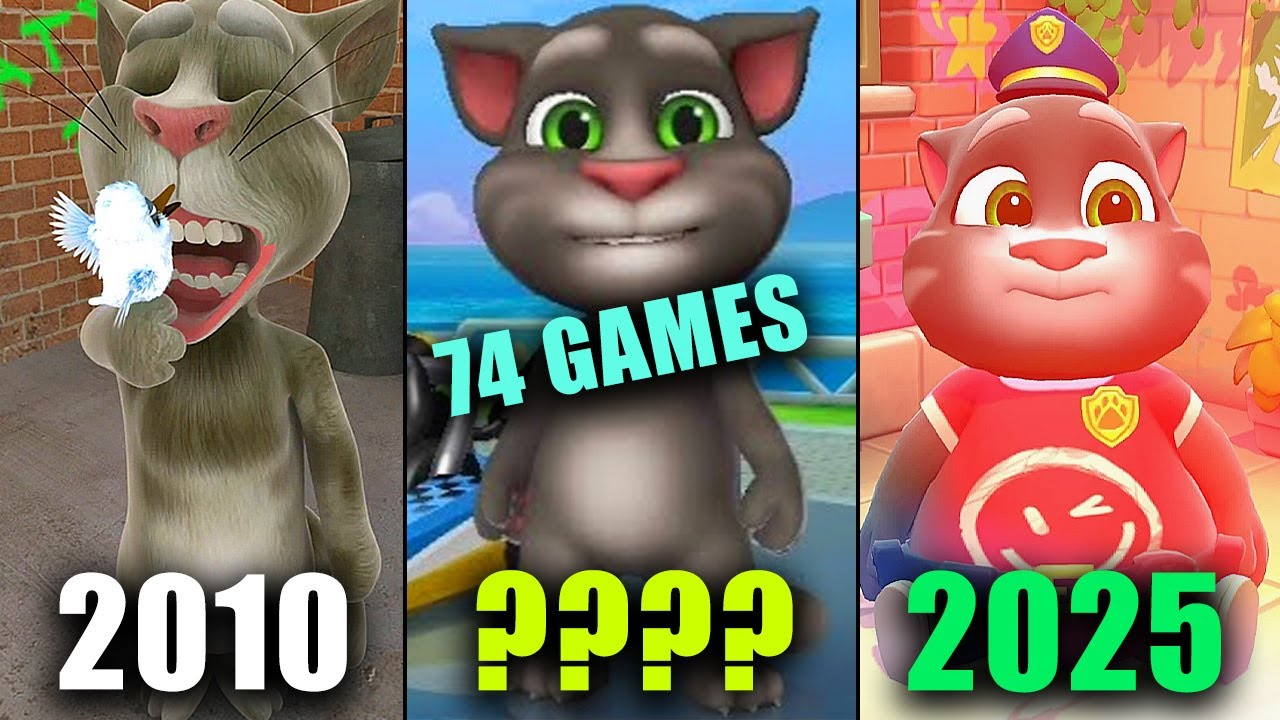 Все Outfit7 74 «Секретные» игры Talking Tom Cat (версия 1) 2010 - Talking Tom Cat (версия 3) 2025