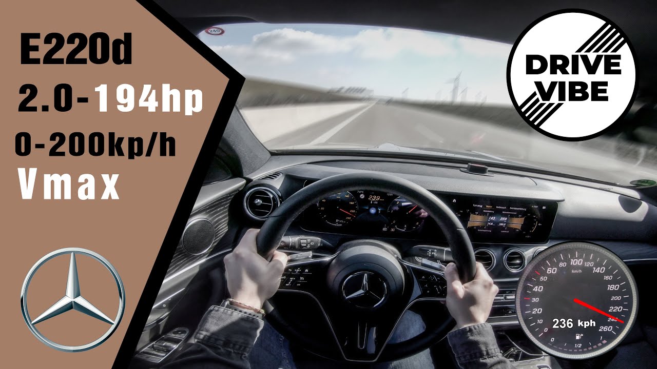 [4k] Mercedes Benz E220d (2020) 194hp - POV -0-100 - 0-200kph Autobahn - Vmax - TopSpeed