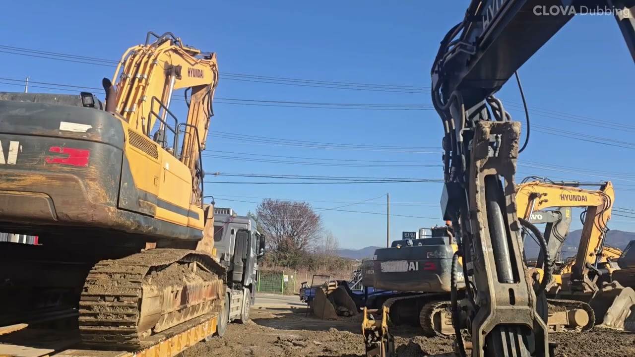 대형 굴착기 상차 Large excavator low bed parking after loading