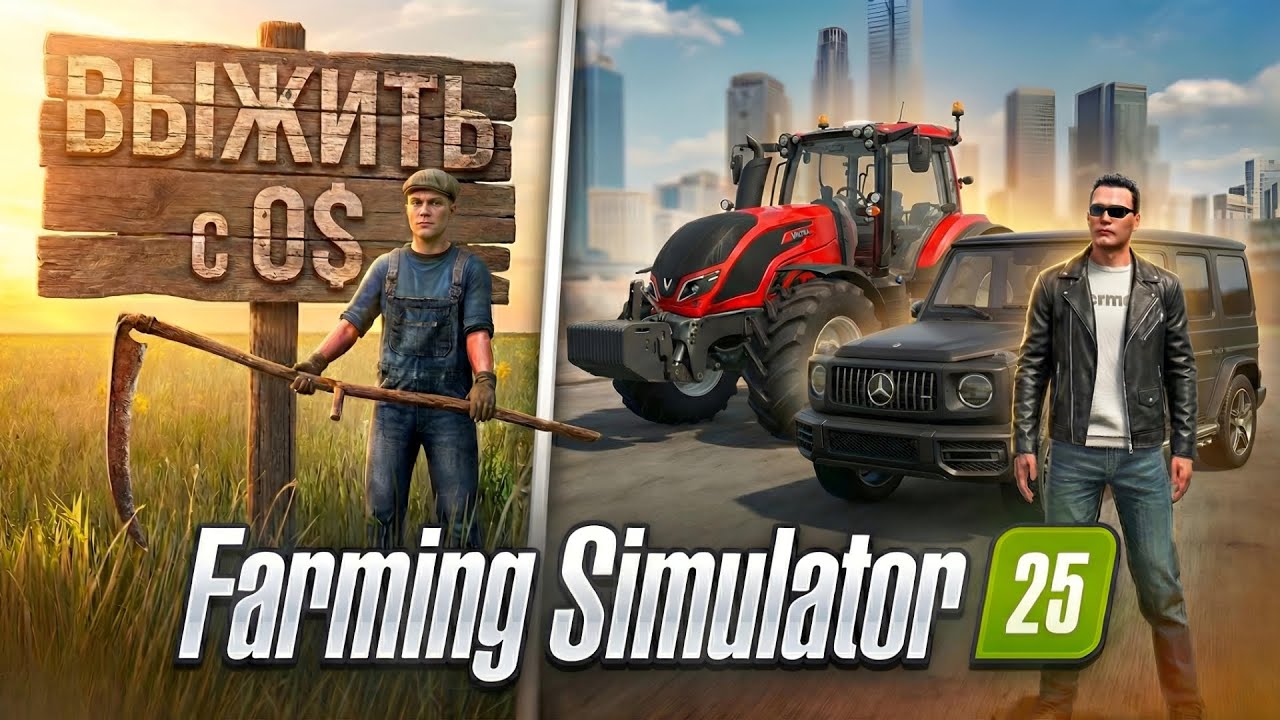 Выживаю на плоской карте и строю город Farming Simulator 25