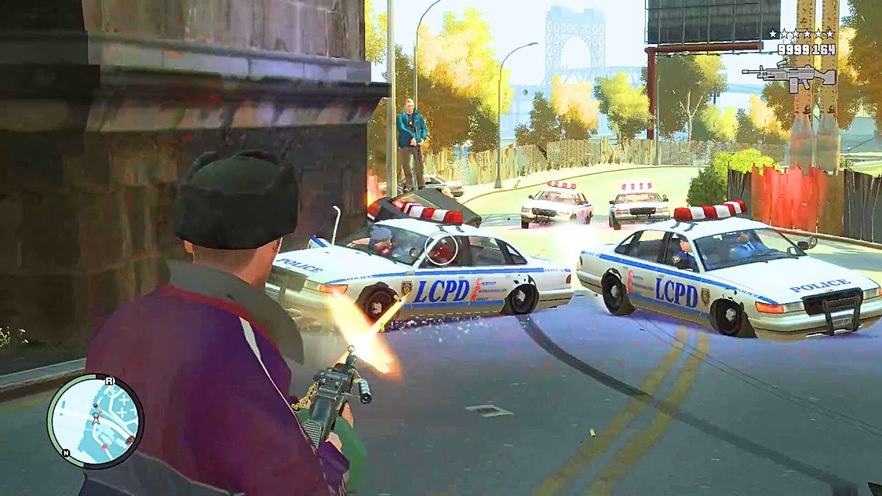 GTA 4 - NIKO - SHOOTOUT AT MUSEUM - FIGHT WITH DINOSAUR + SIX STARS