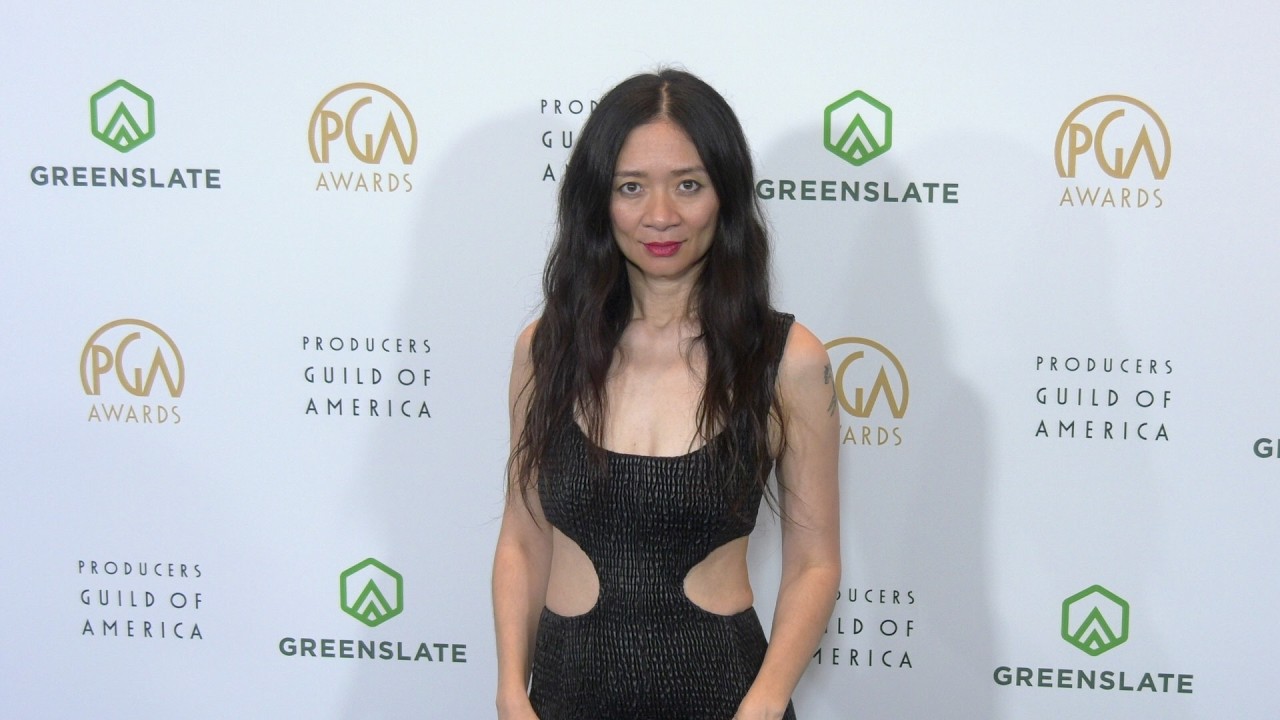 Chloe Zhao on the black carpet at the 2026 PGA Awards