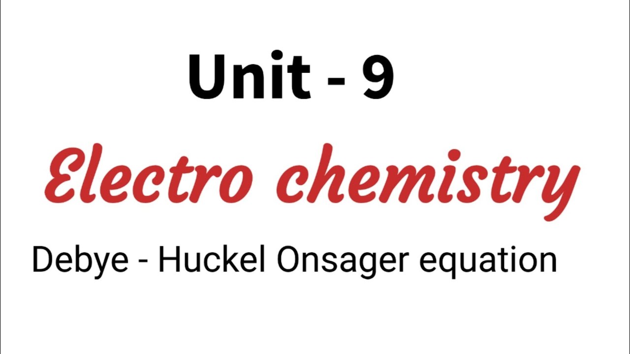 Debye Huckel Onsager equation / Electro chemistry / TN class 12 chemistry chapter 9 in Tamil