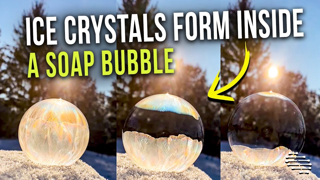 Ice Crystals Form Inside a Soap Bubble Bit by Bit Till It Is Completely Frozen