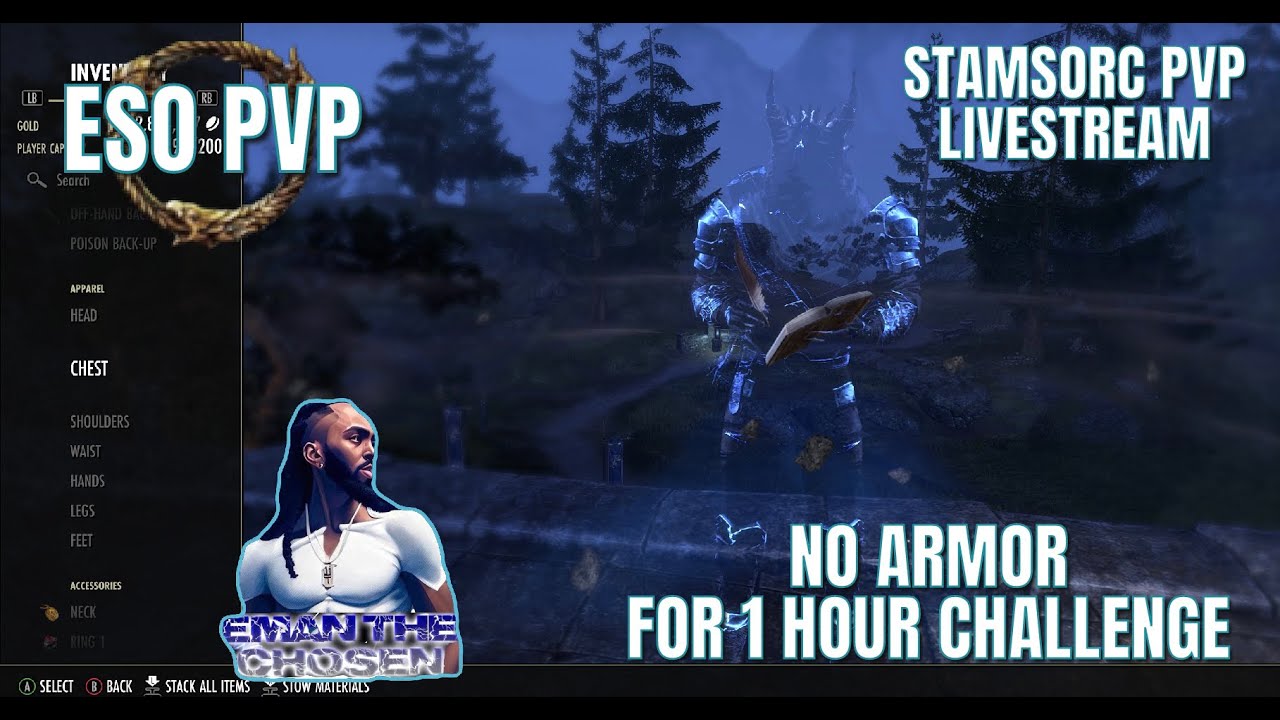 ESO PVP: NO ARMOR FOR 1 HOUR CHALLENGE STAMSORC PVP LIVESTREAM!!