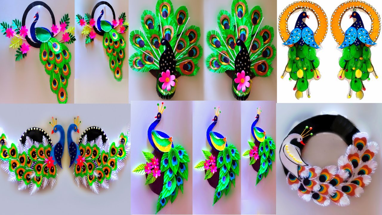 6 beautiful wall hanging peacock craft / peacock craft / wall hanging craft