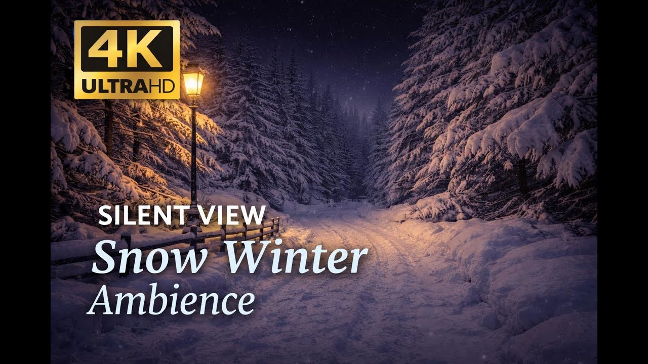 Snowy Night from a Cozy Bedroom Window ❄ 4K Relaxing Ambience