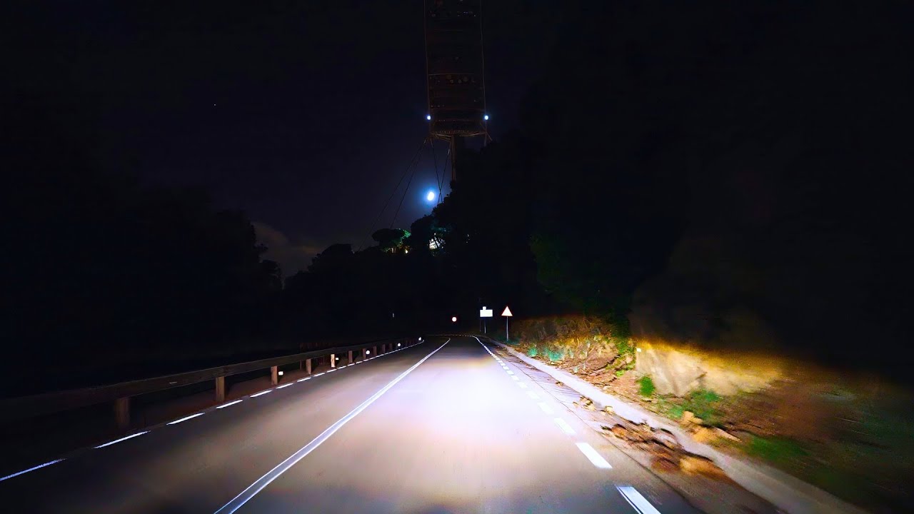 Driving at Night with Relaxing Engine Sounds - No Music