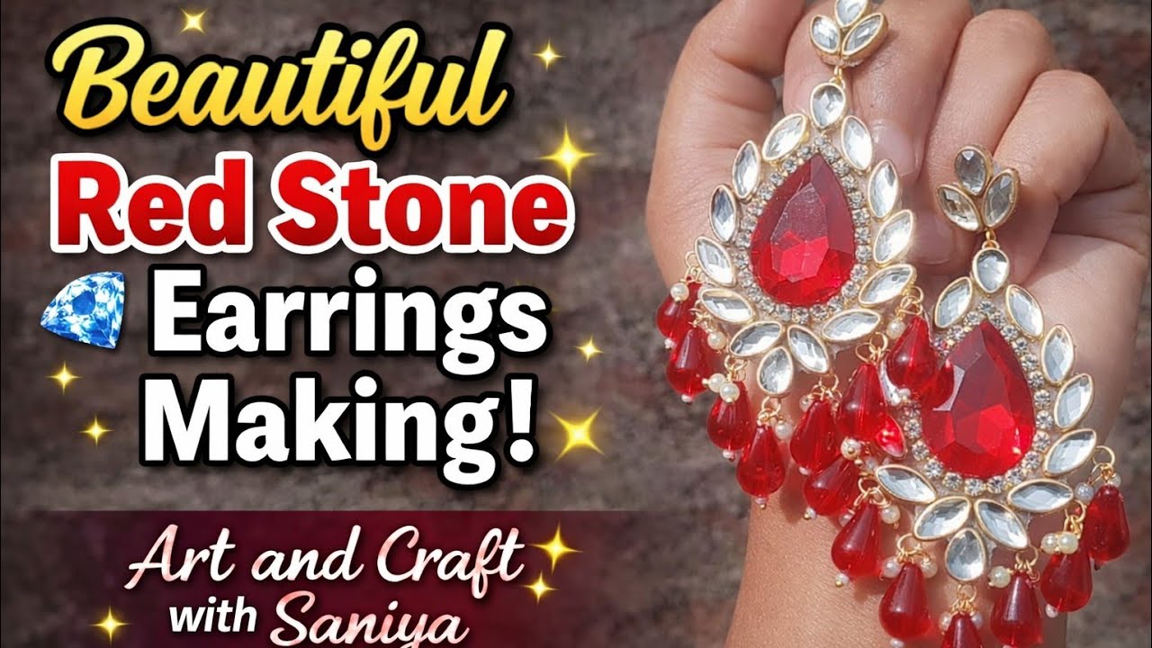 Beautiful Red Earrings Making ❤️ | Step by Step Jewellery Making | handmade earrings