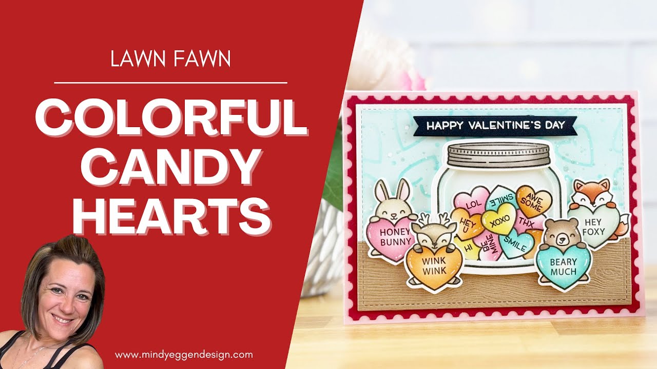 Милая и красочная открытка с сердечками для разговоров: Lawn Fawn