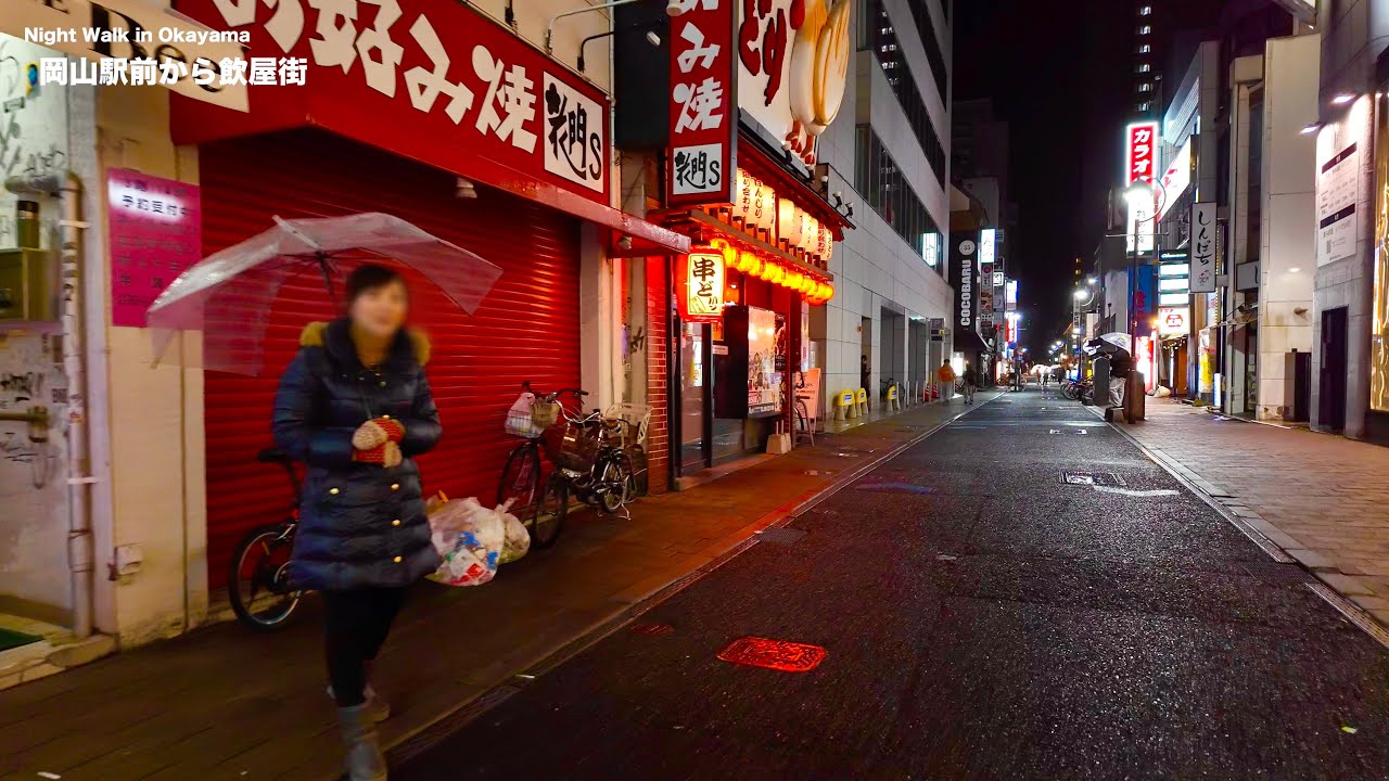 岡山の夜の飲屋街を歩く！大人達の魅力的な世界！Night Walk in OKAYAMA CITY