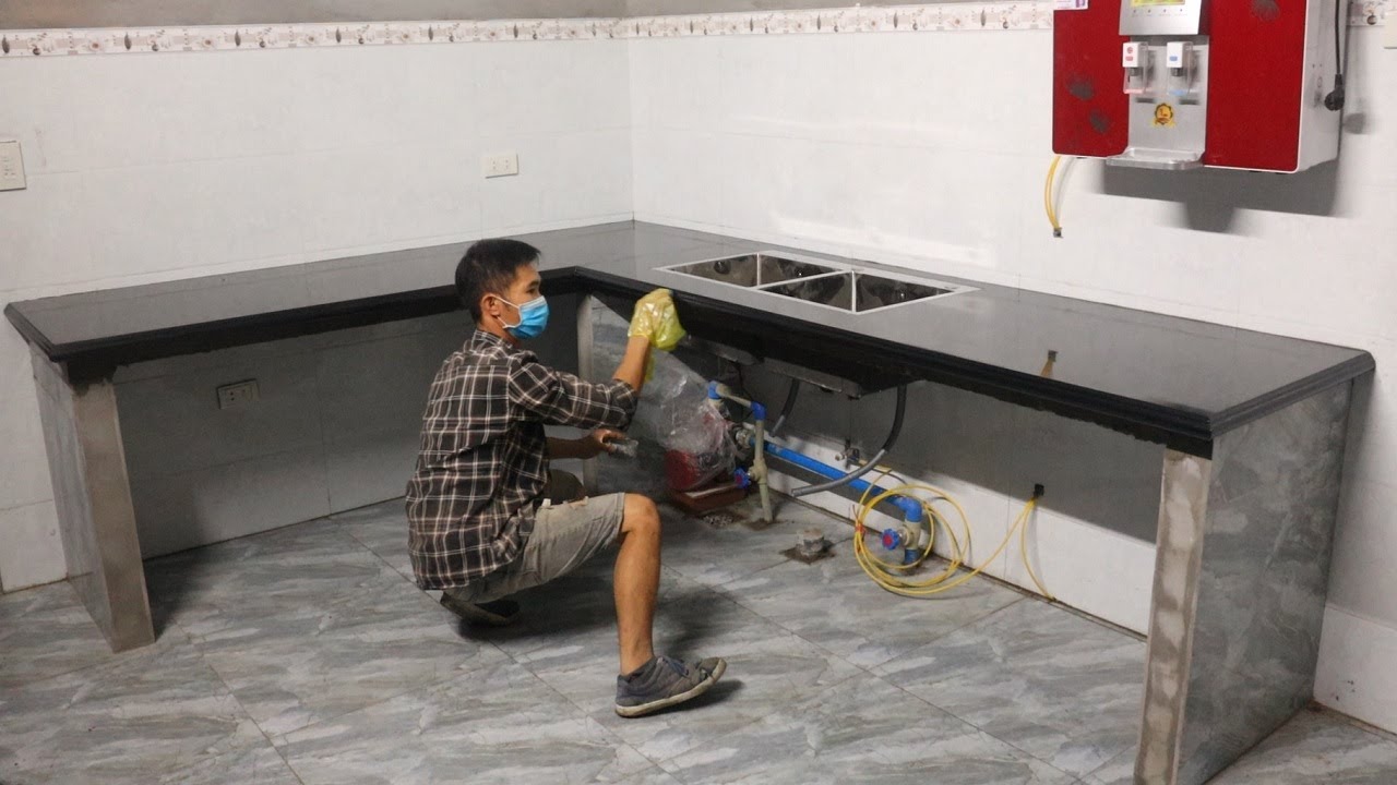 Kitchen Concrete Countertops - How To Install & Complete With Granite