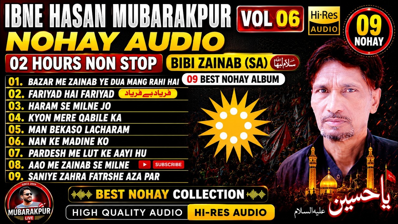 IBNE HASAN MUBARAKPUR NOHAY AUDIO || VOL 06 || 02 HOURS NON STOP | BIBI ZAINAB SA 09 NOHAY ALBUM