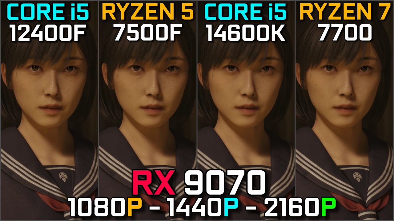 Core i5 12400F vs Ryzen 5 7500F vs Core i5 14600K vs Ryzen 7 7700 | RX 9070 | 1080p, 1440p & 4K