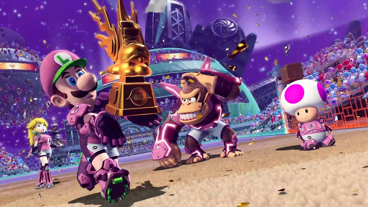 Mario Strikers: Battle League - Team Luigi Peach Toad Donkey Kong | Galactic Mode Turbo CUP | 4K