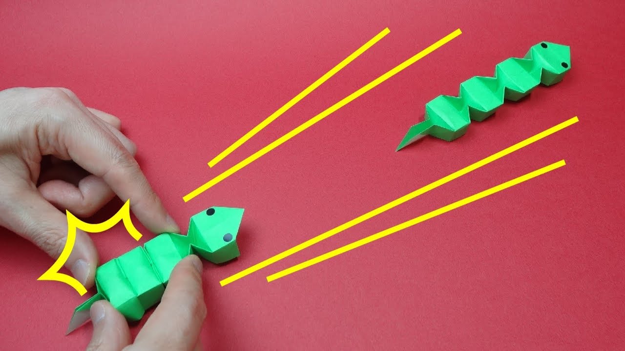 折り紙おもちゃ「すいすいスネーク」Origami Toy 