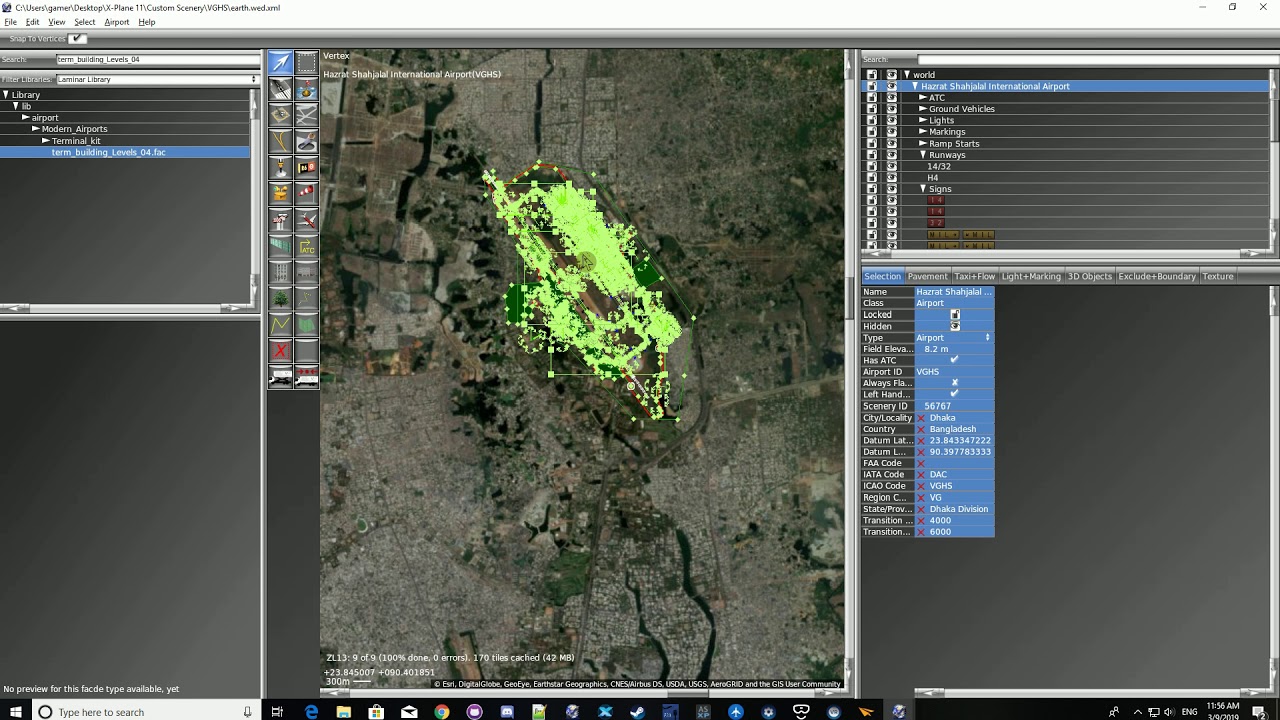 X-Plane WED 2.0 to improve existing airports quickly. Demo of changing default VGHS airport