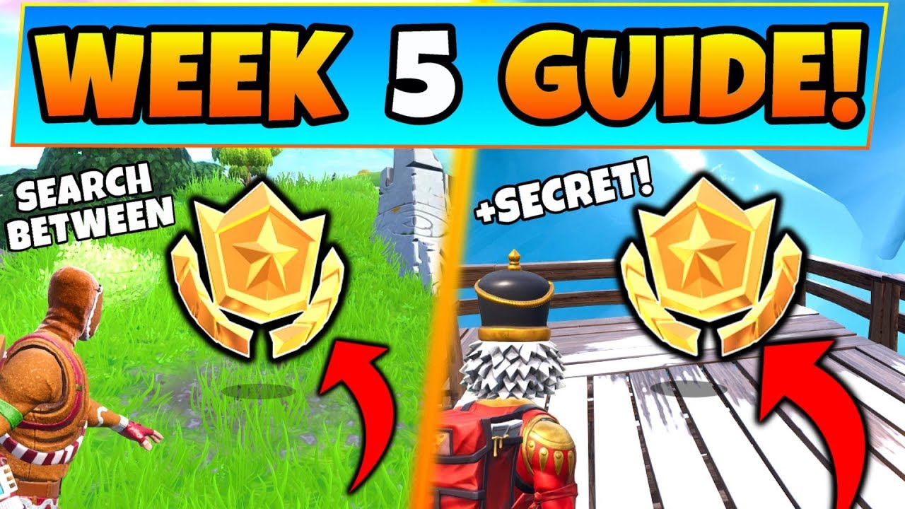 Fortnite WEEK 5 CHALLENGES! - Giant Rock Man Star, & Secret Star (Battle Royale Season 7 Guide)