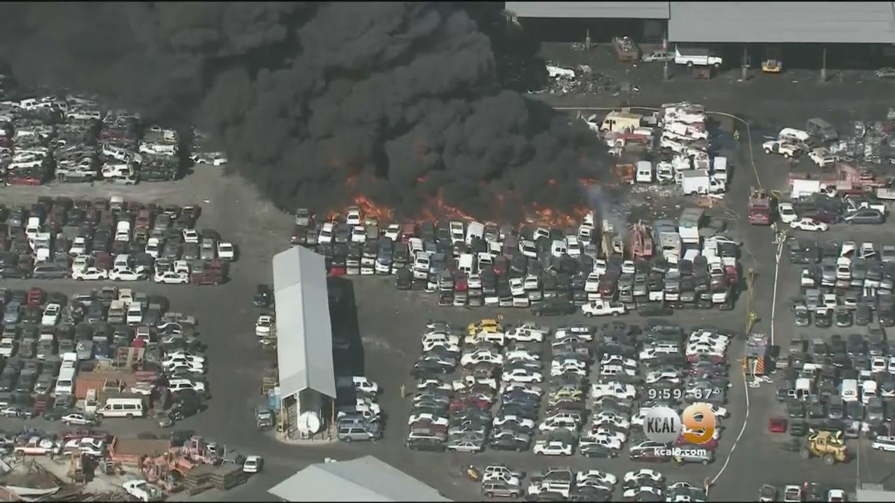 Smoke Seen For Miles At Massive Fire At Sun Valley Car Recycling Yard