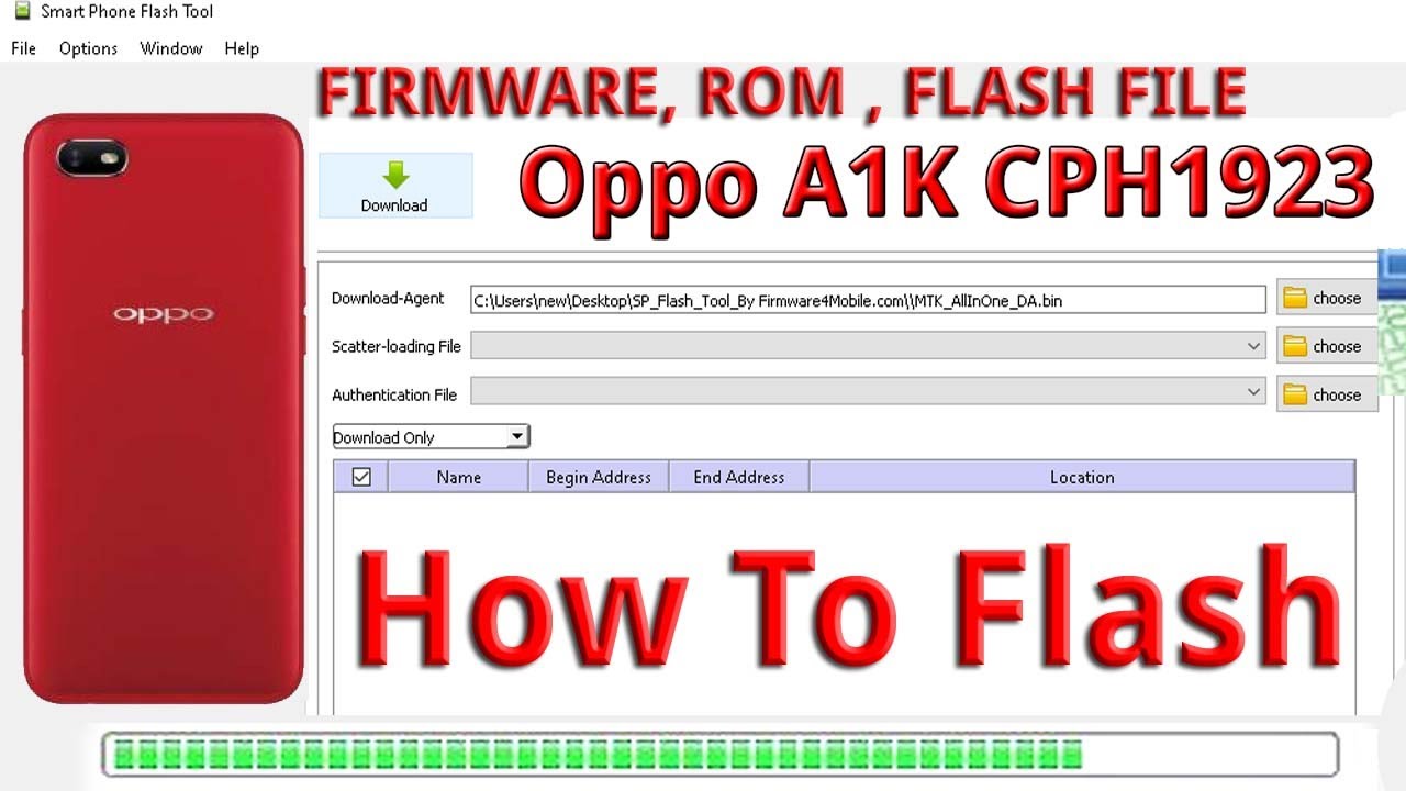 Oppo A1K CPH1923 Full Flash Scatter Rom By Free Tool - How To Flash Hang On Logo Dead Boot Repair )