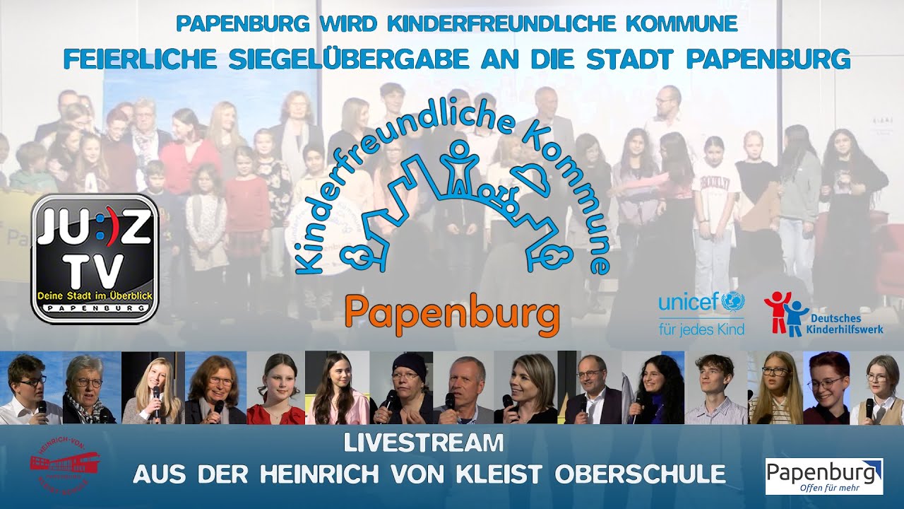 Die Stadt Papenburg wird Kinderfreundliche Kommune - Livestream aus der HvK-Papenburg