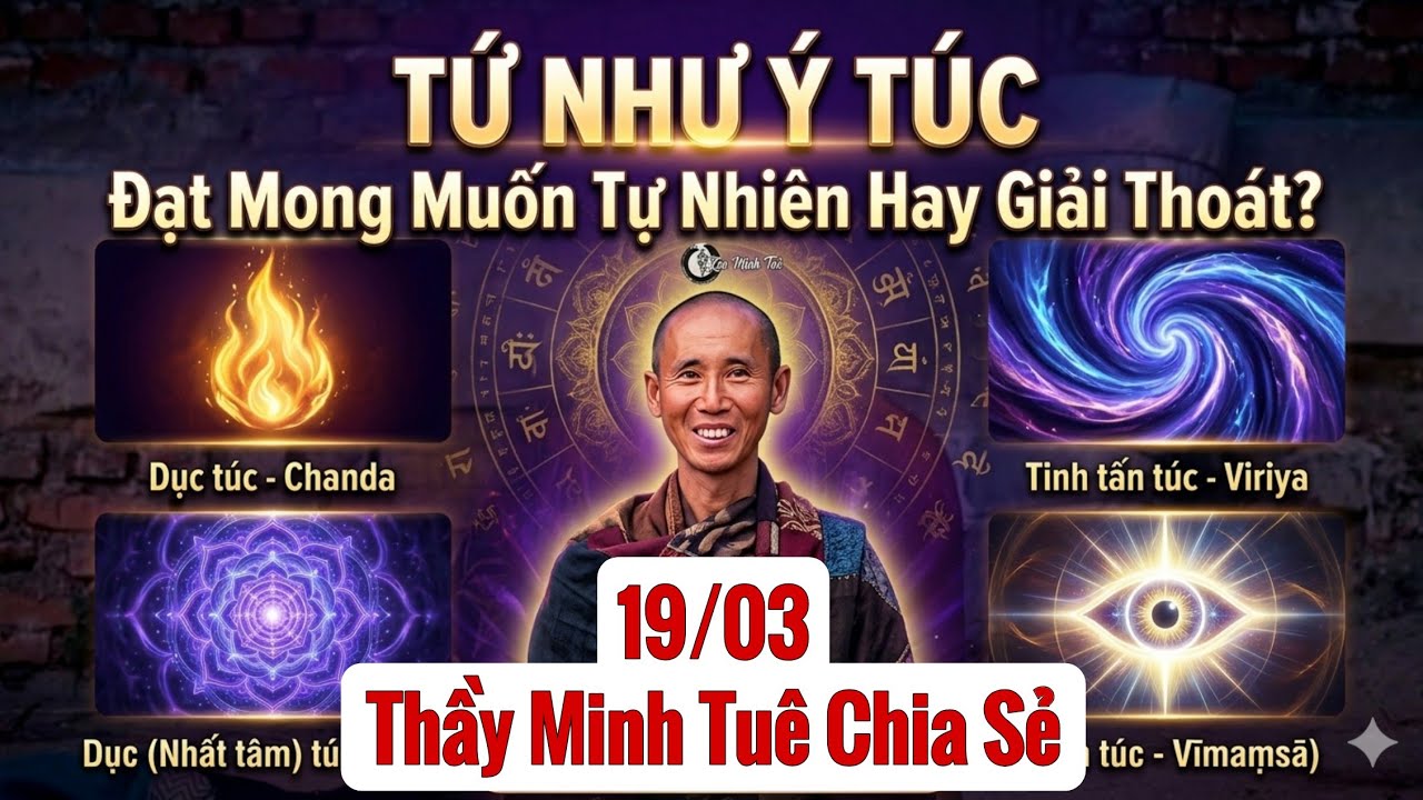 19/03 Thầy Minh Tuệ Chia Sẻ: Tứ Như Ý Túc – Đạt Mong Muốn Tự Nhiên Hay Giải Thoát?