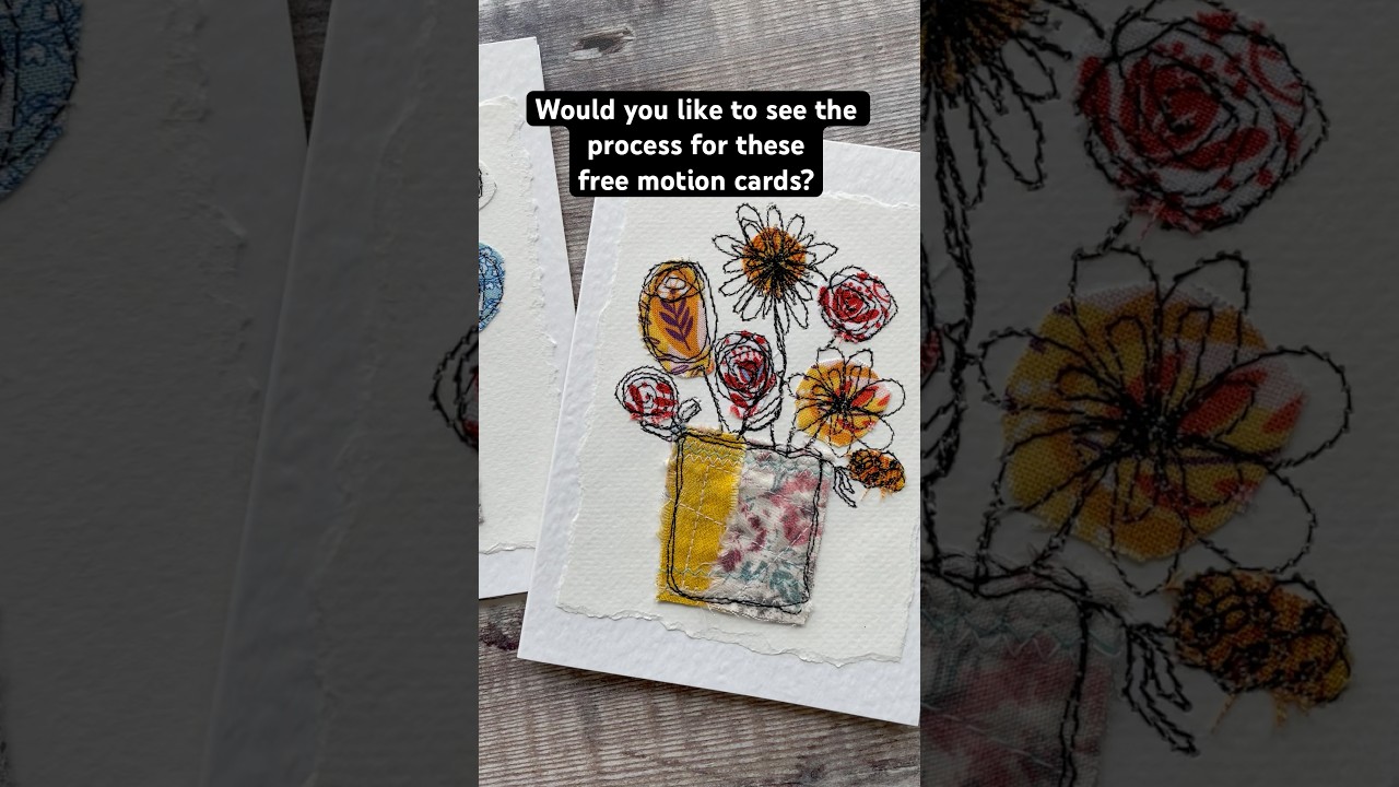 Free motion sewing tutorial - make floral greeting cards 🌸🌼🌺