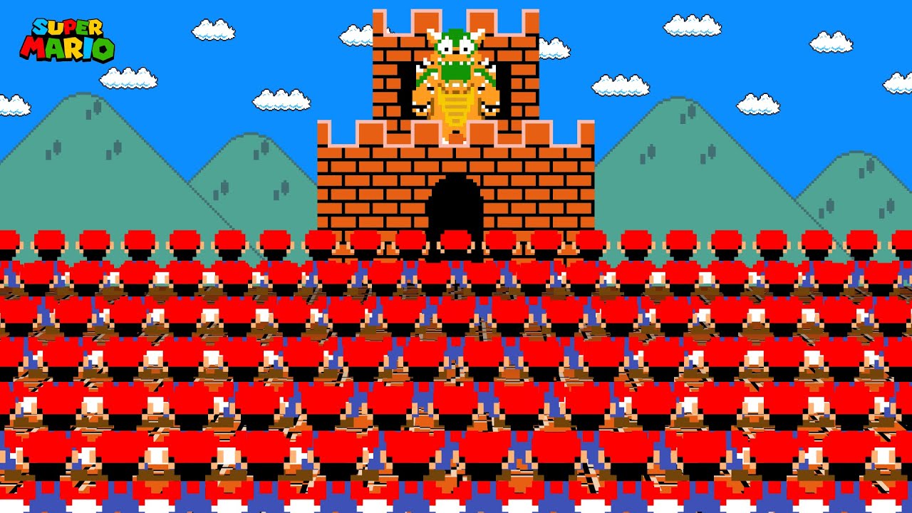 Super Marrio Bros. but Mario have 1.000.000 Mario Clone at Once