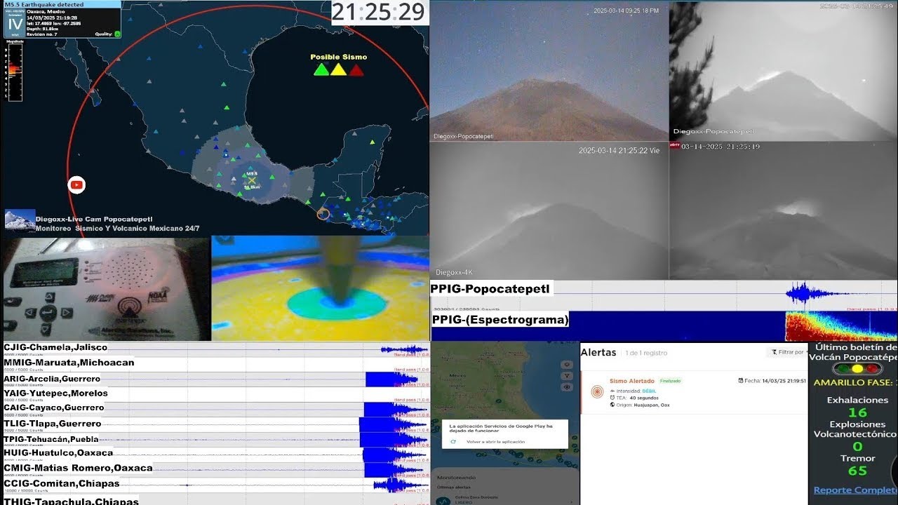 Monitoreo en Vivo: Actividad S&iacute;smica y Volc&aacute;nica en M&eacute;xico (Popocat&eacute;petl, SASSLA, Alerta S&iacute;smica)