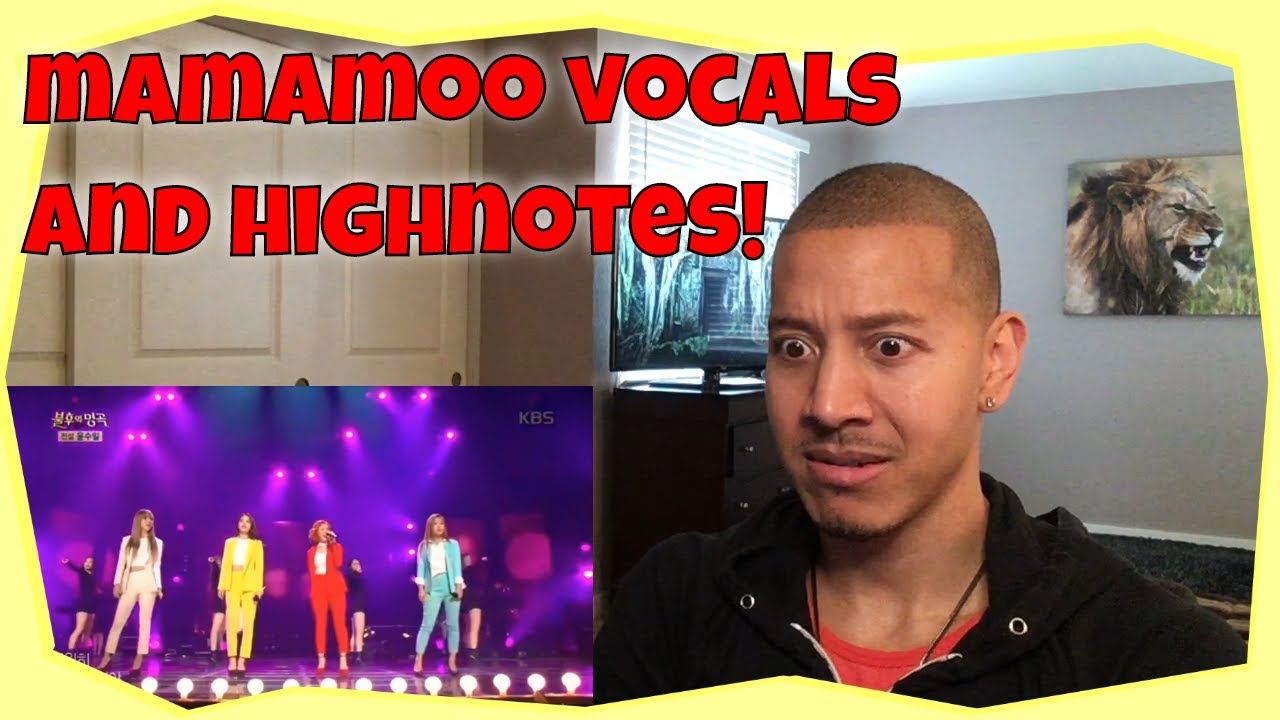 Реакция на живое выступление Mamamoo с вокалом и высокими нотами.