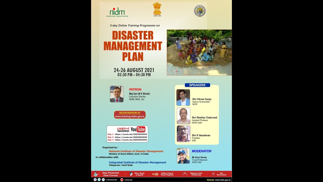 Online Training on Disaster Management Plan.| DISASTER IN INDIA | MHA | COVID-19 | DRR| DM ACT 2005