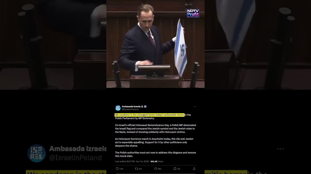 Watch: Polish MP Raises Israeli Flag With Nazi Symbol, Calls Israel The New 'Third Reich'