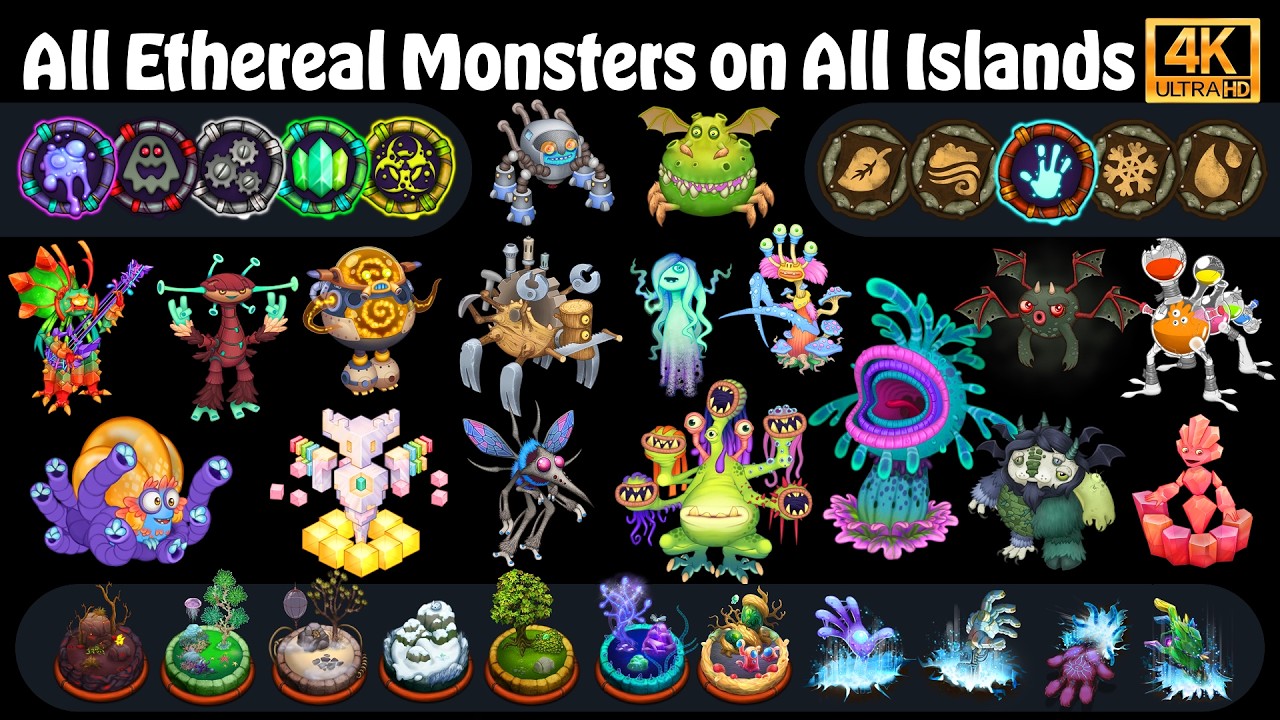 All Ethereal Monsters on All Islands (All Sounds & Animations) | My Singing Monsters