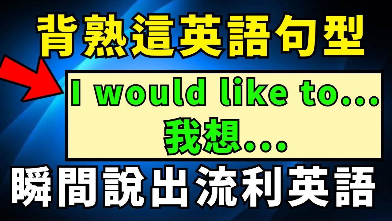 英語句型大全第1課  I would like to... (我想...)  英語學習   #英語發音 #英語  #英語聽力 #英式英文 #英文 #學英文  #英文聽力   #刻意練習