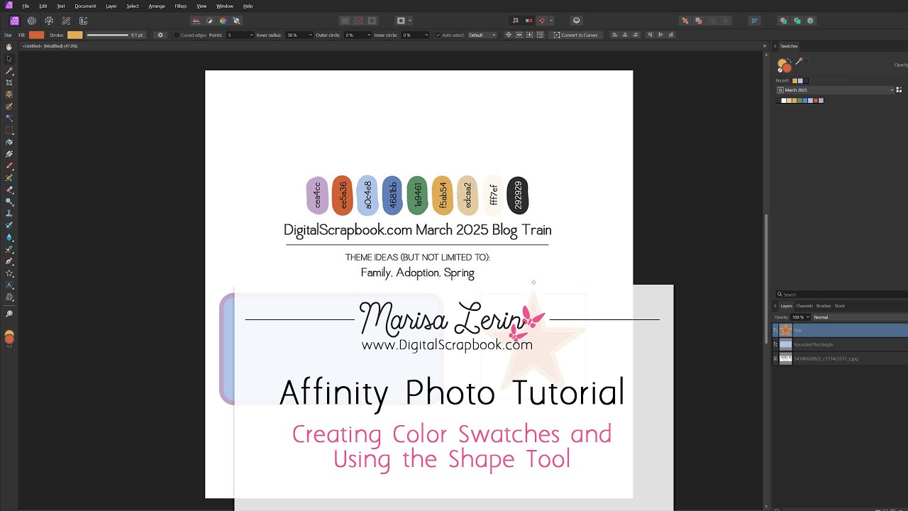Affinity Photo Tutorial - Using Swatches and The Shape Tool