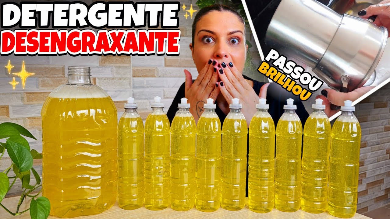 DETERGENTE  CASEIRO DESENGRAXANTE SUPER ECONÔMICO COM PODER ABSOLUTO NA LIMPEZA 😍😱