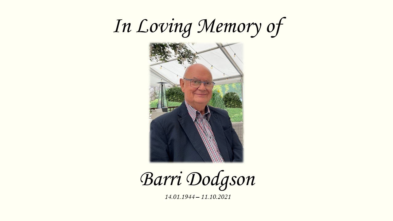 Funeral service for Barri Dodgson, 29.10.21