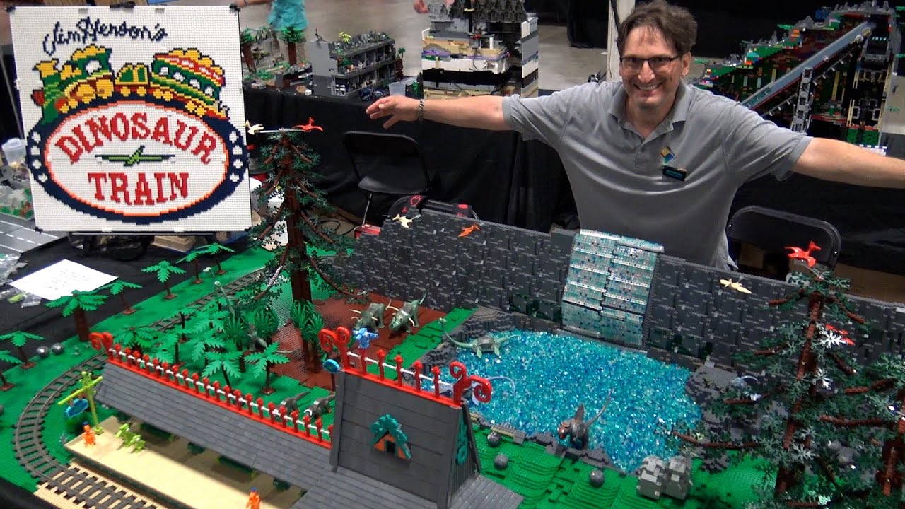 Поезд динозавров Джима Хенсона из LEGO – моторизованный водопад и поезд!