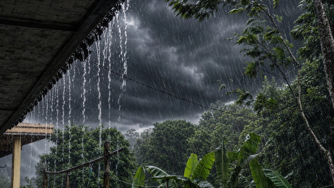 Heavy Rain & Thunderstorm Winds ⛈️ Sleep Instantly with Powerful Storm Sounds