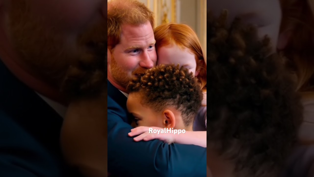 Prince Harry with Archie and Lilibet #princeharrry #father #kids #hug #meghanmarkle #kingcharles