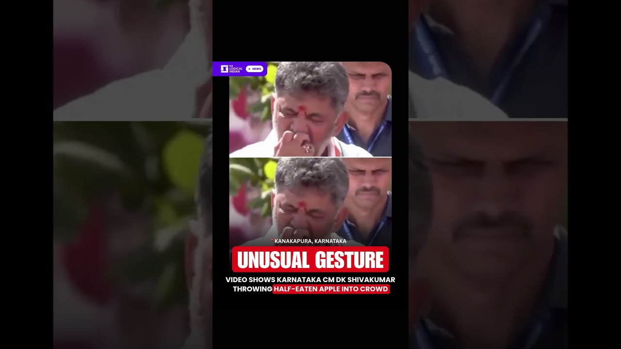 Video Shows Karnataka CM DK Shivakumar Throwing Half-Eaten Apple Into Crowd