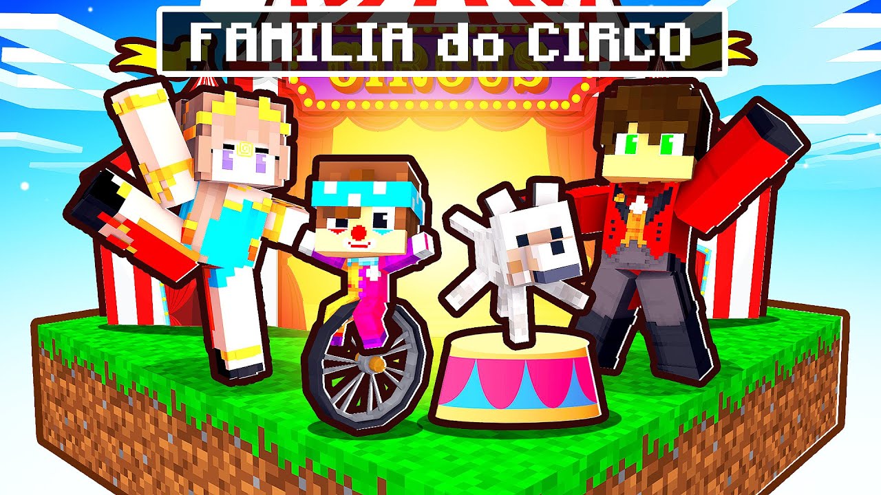 JOGANDO com uma FAMÍLIA do CIRCO em APENAS UM BLOCO no Minecraft