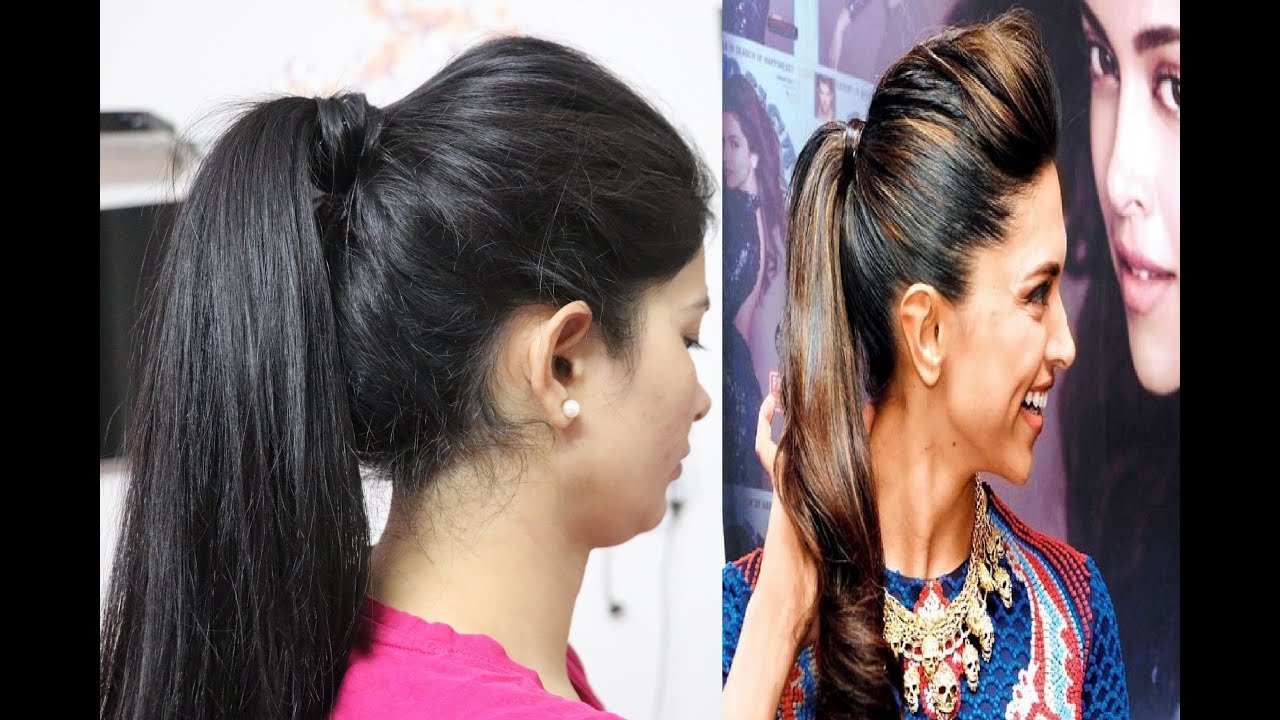 Deepika Inspired Ponytail Hairstyle | Ponytail With Messy Puff Look