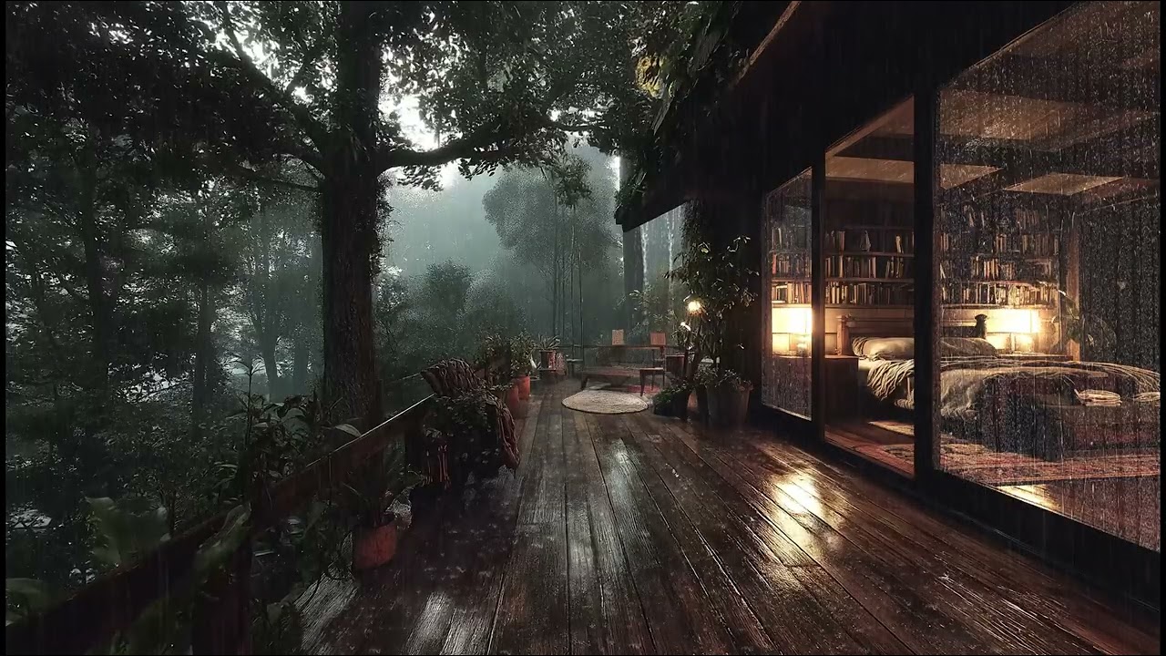 Rain Sounds in a Cozy Forest Cabin 🌲 | Peaceful Rain for Relaxation and Sleep